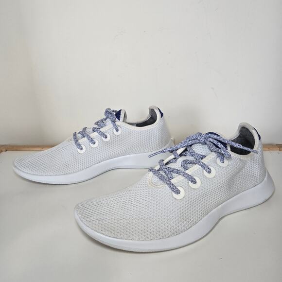 Allbirds Mens Tree Runner Blizzard/Hazy Cobolt (Blizzard Sole) Size 9 - Picture 4 of 10